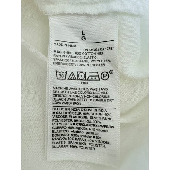 Old Navy White Ruffled Smocked Cottagcore Croquette Sleeveless Cotton Blend Top - Picture 12 of 13